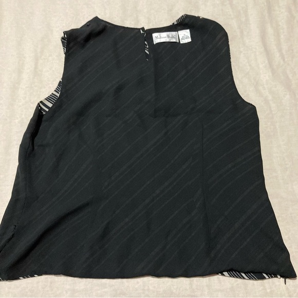 Madison Studio 100% Silk Black and White Striped Sleeveless Top - Picture 7 of 11